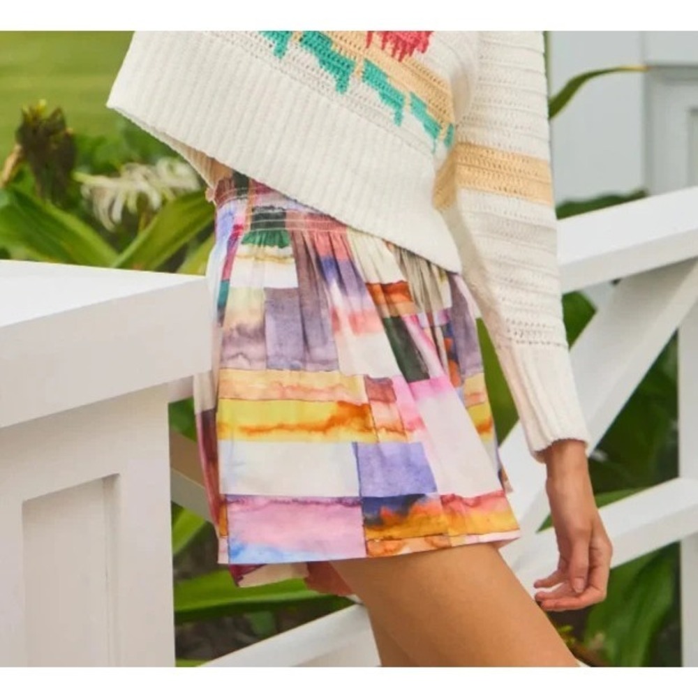 New NWT Hunter Bell Shorts Jemma Watercolor Mosaic